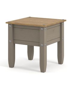 Corona Square Wooden Lamp Table In Grey