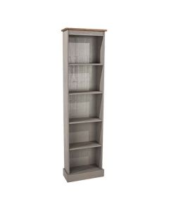 Corona Tall Narrow Wooden 4 Shelves Bookcase In Grey