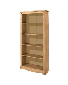 Corona Tall Wooden 4 Shelves Bookcase In Antique Wax