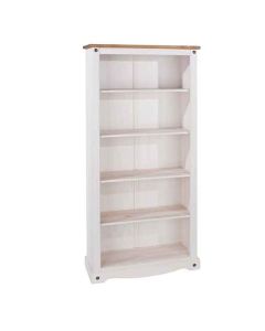 Corona Tall Wooden 4 Shelves Bookcase In White