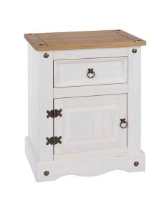 Corona Wooden 1 Door And 1 Drawer Bedside Cabinet In White