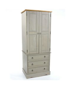 Corona Wooden 2 Doors And 3 Drawers Wardrobe In Grey