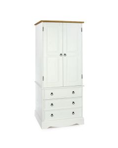 Corona Wooden 2 Doors And 3 Drawers Wardrobe In White