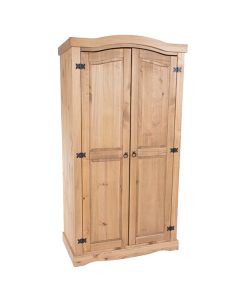 Corona Wooden 2 Doors Wardrobe In Antique Wax