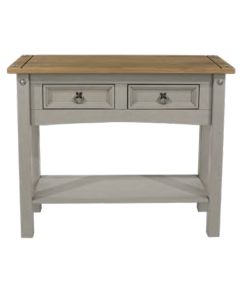 Corona Wooden 2 Drawers Console Table With Shelf In Grey