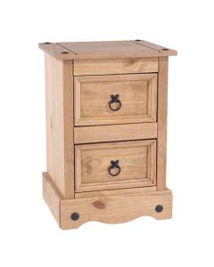Corona Wooden 2 Drawers Petite Bedside Cabinet In Antique Wax
