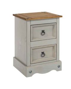 Corona Wooden 2 Drawers Petite Bedside Cabinet In Grey