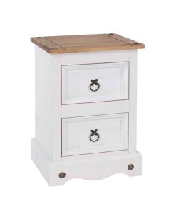 Corona Wooden 2 Drawers Petite Bedside Cabinet In White