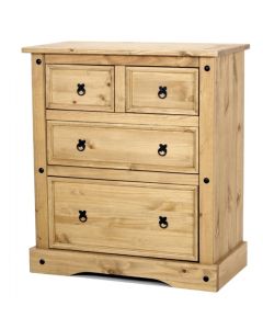 Corona Wooden Chest Of Drawers In Light Pine With 4 Drawers