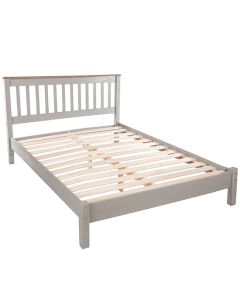 Corona Wooden Slatted Lowend Double Bed In Grey