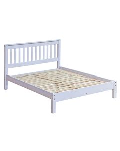 Corona Wooden Slatted Lowend Double Bed In White