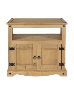 Corona Wooden TV Stand In Antique Wax With 2 Doors