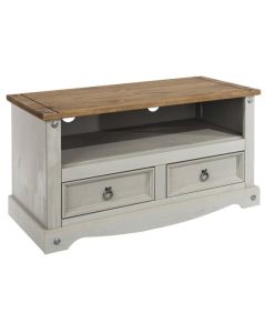 Corona Wooden TV Stand In Grey With 2 Drawers