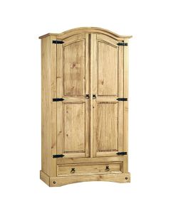 Corona Wooden Wardrobe In Light Pine With 2 Doors And 1 Drawers