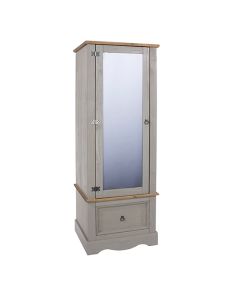 Corona Wooden Wardrobe With Mirrored Door In Grey