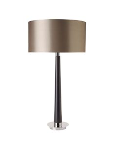 Corvina Mink Fabric Table Lamp In Dark Wood