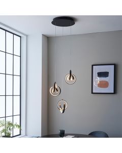 Cosma LED 3 Lights Ceiling Pendant Light In Textured Black