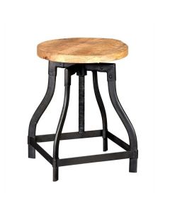 Cosmo Industrial Round Wooden Stool In Reclaimed Wood