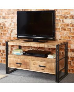 Cosmo Industrial Wooden 2 Drawers TV Stand In Oak