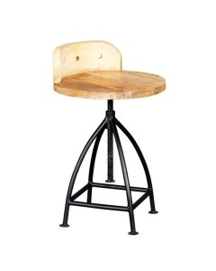 Cosmo Industrial Wooden Bar Chair In Oak With Black Metal Legs