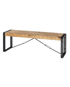 Cosmo Industrial Wooden Dining Bench In Oak With Black Metal Legs