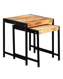 Cosmo Industrial Wooden Nest Of 2 Tables In Oak