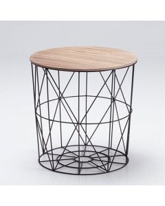 Cosmo Oak Wooden Top Cage Coffee Table With Black Frame