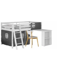 Cosmo Wooden Midsleeper Bunk Bed With Study Desk In White