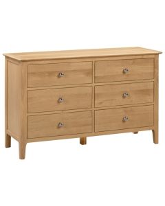 Cotswold Wide Wooden Chest Of Drawers In Natural With 6 Drawers