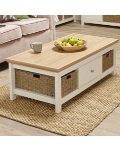 Cotswold Wooden Coffee Table In Cream And Oak