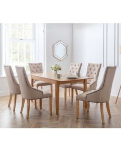 Cotswold Wooden Dining Table In Natural With 6 Loire Chairs