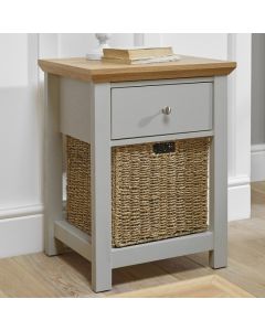 Cotswold Wooden Lamp Table In Grey And Oak With 1 Drawer