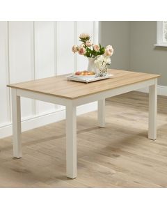 Cotswold Wooden Large Dining Table In Cream And Oak