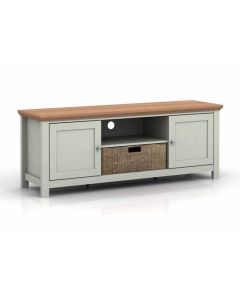 Cotswold Wooden TV Stand In Grey And Oak With 2 Doors