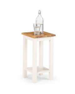 Coxmoor Tall Narrow Wooden Side Table In Ivory And Oak