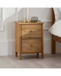 Coxmoor Wooden Bedside Cabinet With 2 Drawers In Oak