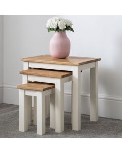 Coxmoor Wooden Nest Of 3 Tables In White And Oak