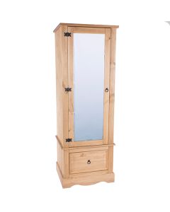 Corona Wooden Mirrored Wardrobe With 1 Door In Natural