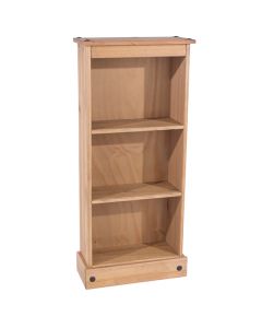 Corona Low Narrow Wooden Bookcase With 2 Shelves In Natural