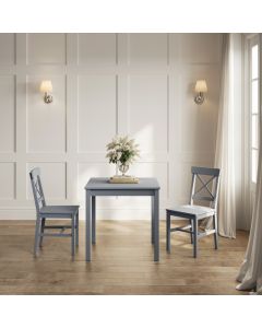 Crawford Wooden Dining Table With 2 Chairs In Anthracite Grey