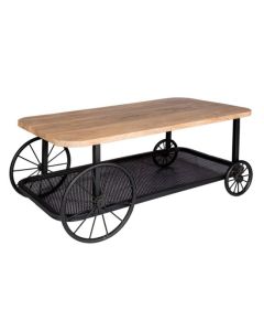 Craft Wooden Coffee Table In Oak With Wheels