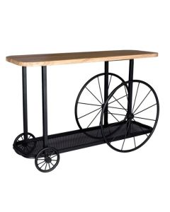 Craft Wooden Console Table With Wheels In Oak