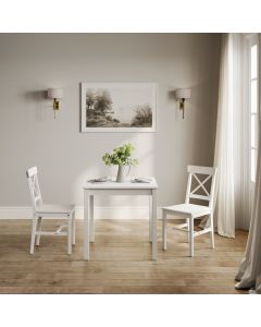 Crawford Wooden Dining Table With 2 Chairs In White