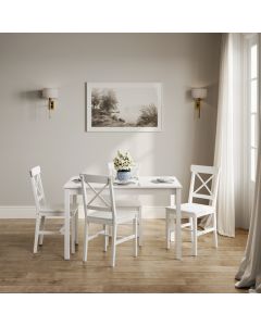 Crawford Wooden Dining Table With 4 Chairs In White