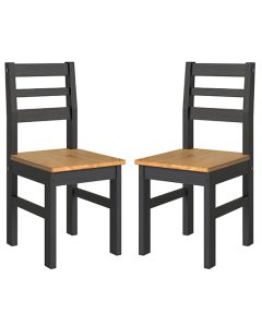 Corona Black Wooden Linea Ladder Back Dining Chairs In Pair