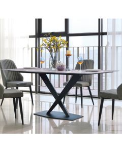 Crete Marble Dining Table With Black Metal Frame