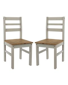 Corona Grey Wooden Linea Ladder Back Dining Chairs In Pair
