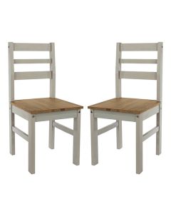 Corona Grey Wooden Linea Ladder Back Dining Chairs In Pair