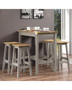 Corona Linea Wooden Breakfast Table And 4 High Stools In Grey