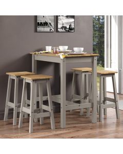 Corona Linea Wooden Breakfast Table And 4 High Stools In Grey